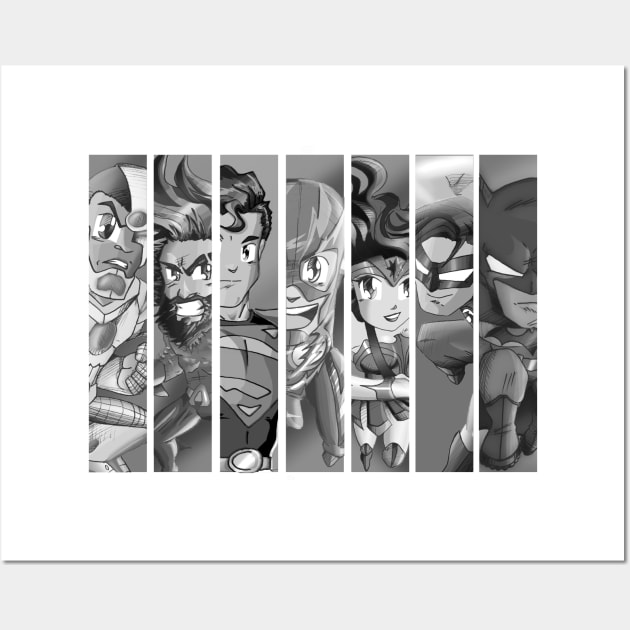 Team Justice (Black &White version) Wall Art by MorenoArtwork